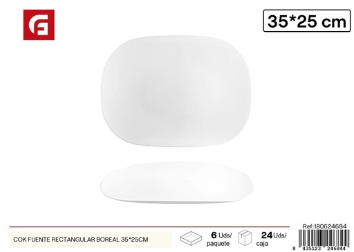 [180624684] Fuente rectangular de porcelana Boreal 35x25cm para cocina