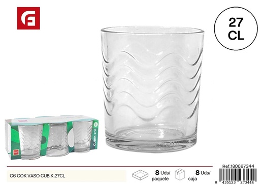 [180627344] Vaso de vidrio Cubik 27cl para bebidas