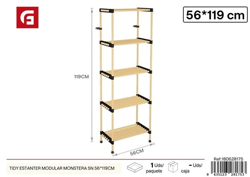 [180628175] Estantería modular Tidy Monstera 5 niveles 56x119 cm - Organización y almacenamiento del hogar