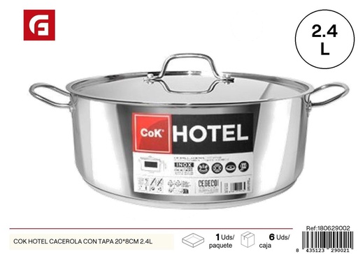 [180629002] Cacerola con tapa 20x8 cm 2.4L - Utensilios de cocina