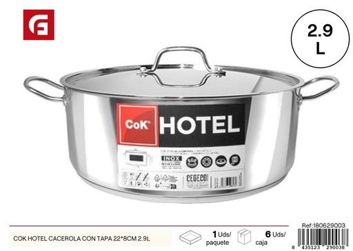 [180629003] Cacerola con tapa 22x8cm 2.9L para cocina