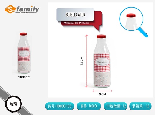 [10005105] Botella de agua 1000cc - Envases de vidrio