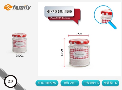 [10005097] Bote vidrio multiusos 250cc, almacenamiento cocina