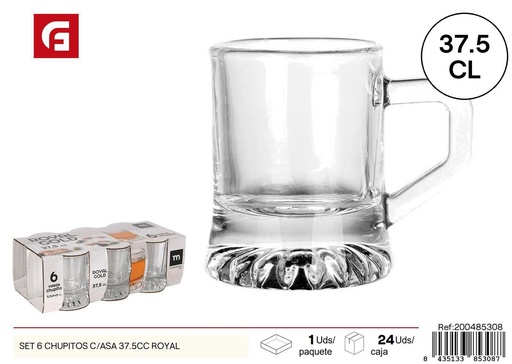 [10005270] Set de 6 chupitos de vidrio con asa 37.5cc para bebidas
