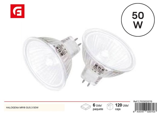 [170302070] Halógeno MR16 GU5.3 50W - Bombilla de luz
