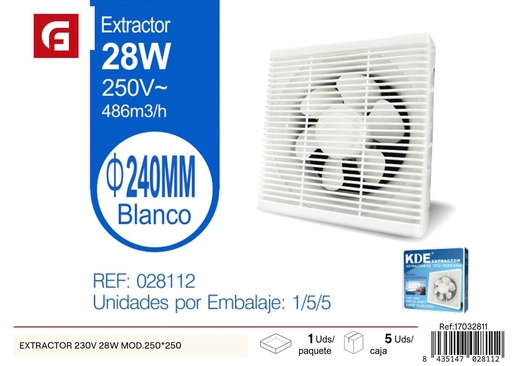 [17032811] Extractor de aire 230V 28W modelo 250*250