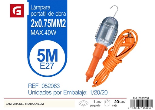 [17035206] Lámpara de trabajo con cable de 5m