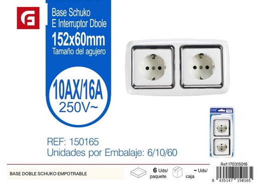 [170315016] Adaptador de enchufe doble empotrable - Suministros eléctricos