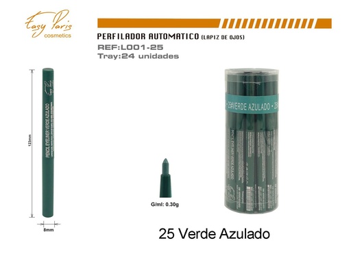 [L001-25] Perfilador de ojos verde azulado 24/u para maquillaje