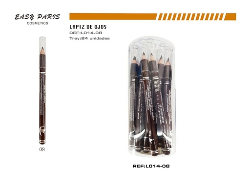 [L014-08] Lápiz corto de madera marrón oscuro 24/U - Lápiz de maquillaje de madera