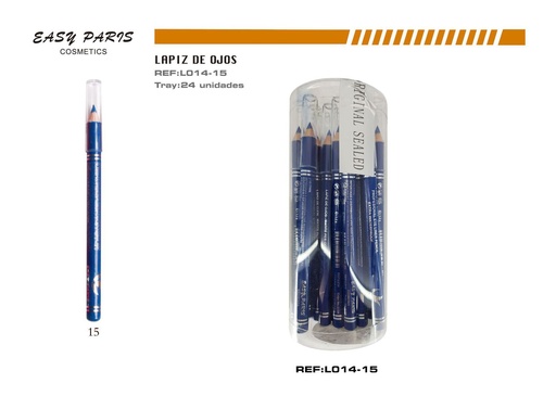 [L014-15] Lápiz corto de madera azul zafiro 24/U - Lápiz de maquillaje de madera