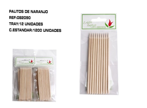 [082090] Palillo naranja 12 x 150 pcs - Palillos para manicura