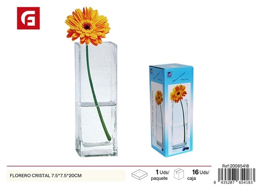 [20085418] Florero de cristal 7.5*7.5*20 cm - Decoración y jarrones