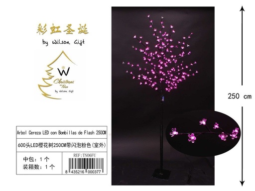 [TN06FU] Árbol de cerezo LED 600 luces fucsia para exterior 250cm