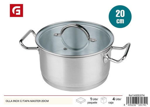 [141053174] Olla de acero inoxidable con tapa Master 20cm para cocina