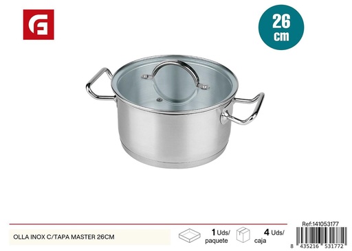[A003053]  olla de acero inoxidable con tapa 26 cm - Utensilios de cocina