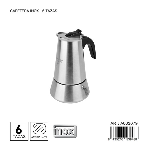 [A003079] Cafetera inox 6 tazas - Utensilios de cocina