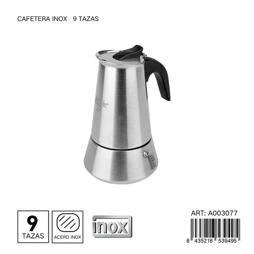 [A003077] Cafetera de inox 9 tazas - Utensilios de cocina para café