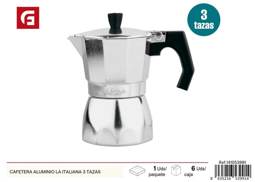 [A003076] Cafetera de aluminio La Italiana 3 tazas, Utensilios de cocina