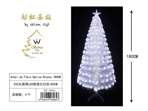 [88064] Árbol de fibra óptica con luz LED blanco 180cm