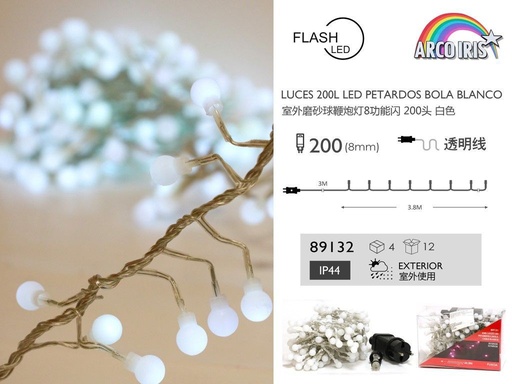 [89134] Luces LED de exterior 200L petardos con bola blanca IP44 24V 3.8M