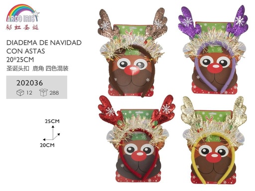 [202036] Diadema de Navidad con astas 20x25cm para disfraces navideños