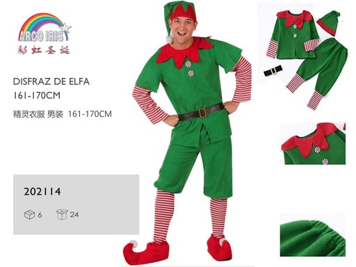 [202114] Disfraz de elfo para adulto 161-170cm navideño