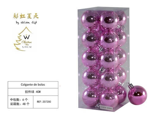 [207200] Colgante de bolas 4cm rosa brillante set de 20 piezas para decoración navideña