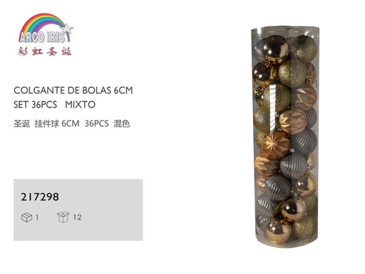 [217298] Colgante de bolas de Navidad 6cm set 36pcs mixto