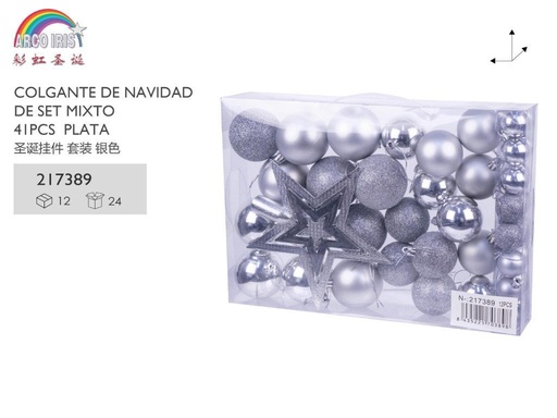 [217389] Colgante de Navidad mixto plata 41pcs adornos