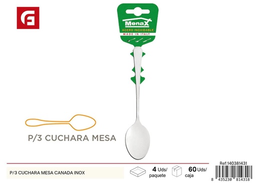 [140381431] Cucharas de mesa de acero inoxidable 3 piezas para cocina