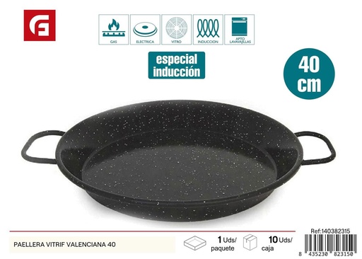 [140382315] Paellera vitrificada valenciana 40cm, utensilio de cocina