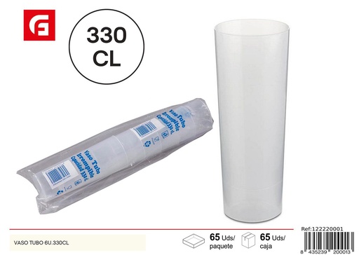 [122220001] Vasos desechables tubulares 330cc (6 unidades) - Vasos de plástico