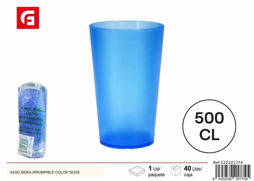 [122221774] Vaso de sidra irrompible 12 unidades - Utensilios desechables