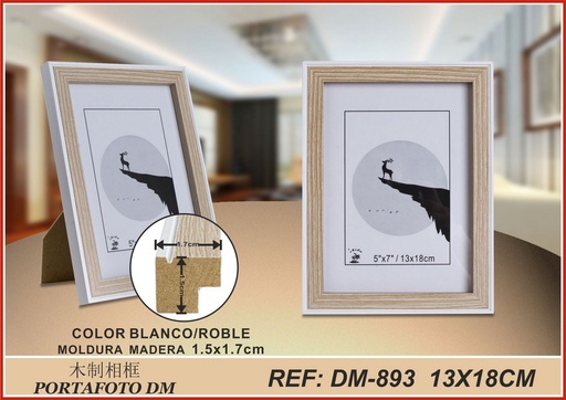 [190637450] Marco de foto roble/blanco DM-893 13x18 cm - Marcos decorativos