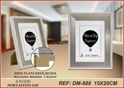 [190637526] Portafoto madera DM-888 15x20 cm - Marco de fotos de madera