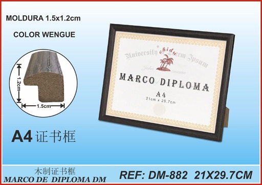 [190637733] Marco diploma A4 Wengue DM-882 para certificados