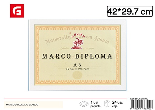 [190638709] Marco de diploma A3 blanco DM-873 - Accesorios de hogar