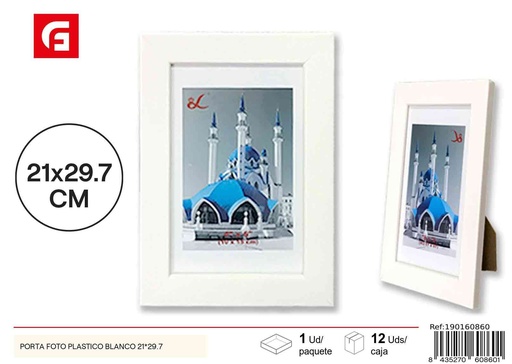 [190160860] Portafotos plástico blanco 21*29.7 cm - Marco de fotos decorativo