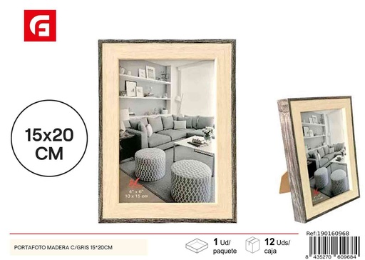 [190160968] Portafoto de madera con gris 15x20cm - Marco para fotos