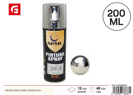 [156988687] Pintura en spray cromo plata 200ml para bricolaje