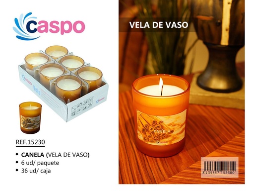 [171315230] Vela aromática de canela en vaso de cristal