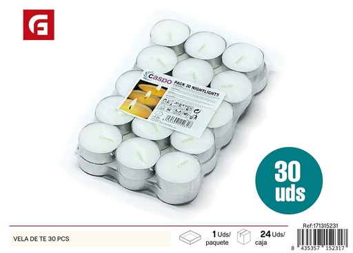 [171315231] Vela de té 30 piezas - Velas aromáticas y ambientadores