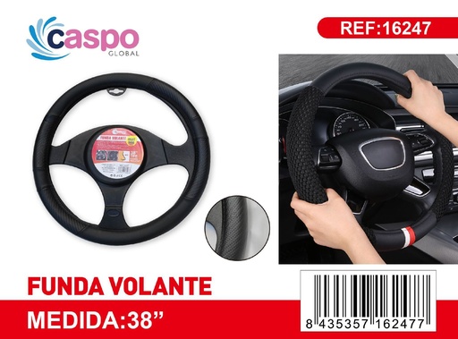 [171316247] Funda de volante de PU con hilo rojo y negro