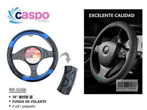 [171316266] Funda de volante 38'' de fibra de carbono azul para coche