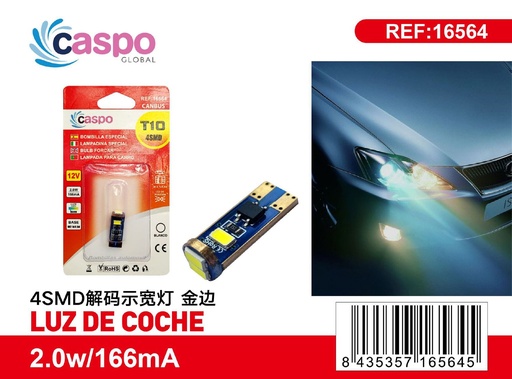 [171316564] Luz de coche T10-5730-4SMD dorada para señalización