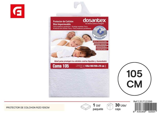 [131712200] Protector de colchón impermeable blanco para cama 105cm