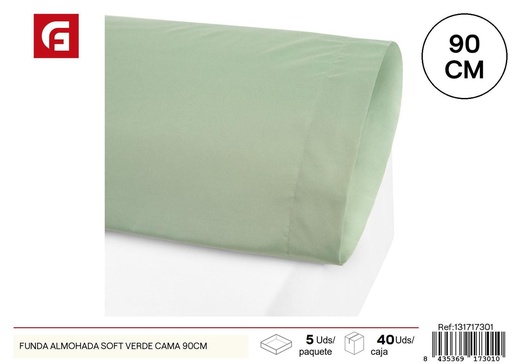 [131717301] Funda de almohada verde soft para cama de 90cm