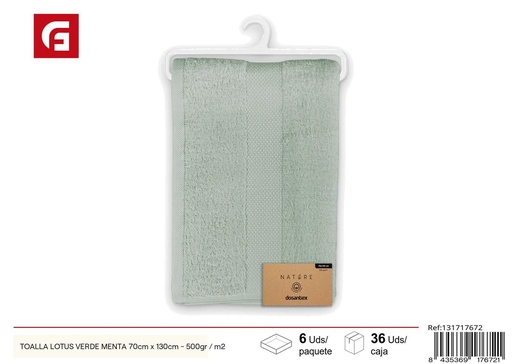 [131717672] Toalla Lotus verde menta 70x130cm 500gr/m2 para baño