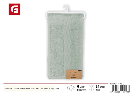 [131717673] Toalla Lotus verde menta 100x140cm - 500gr/m2